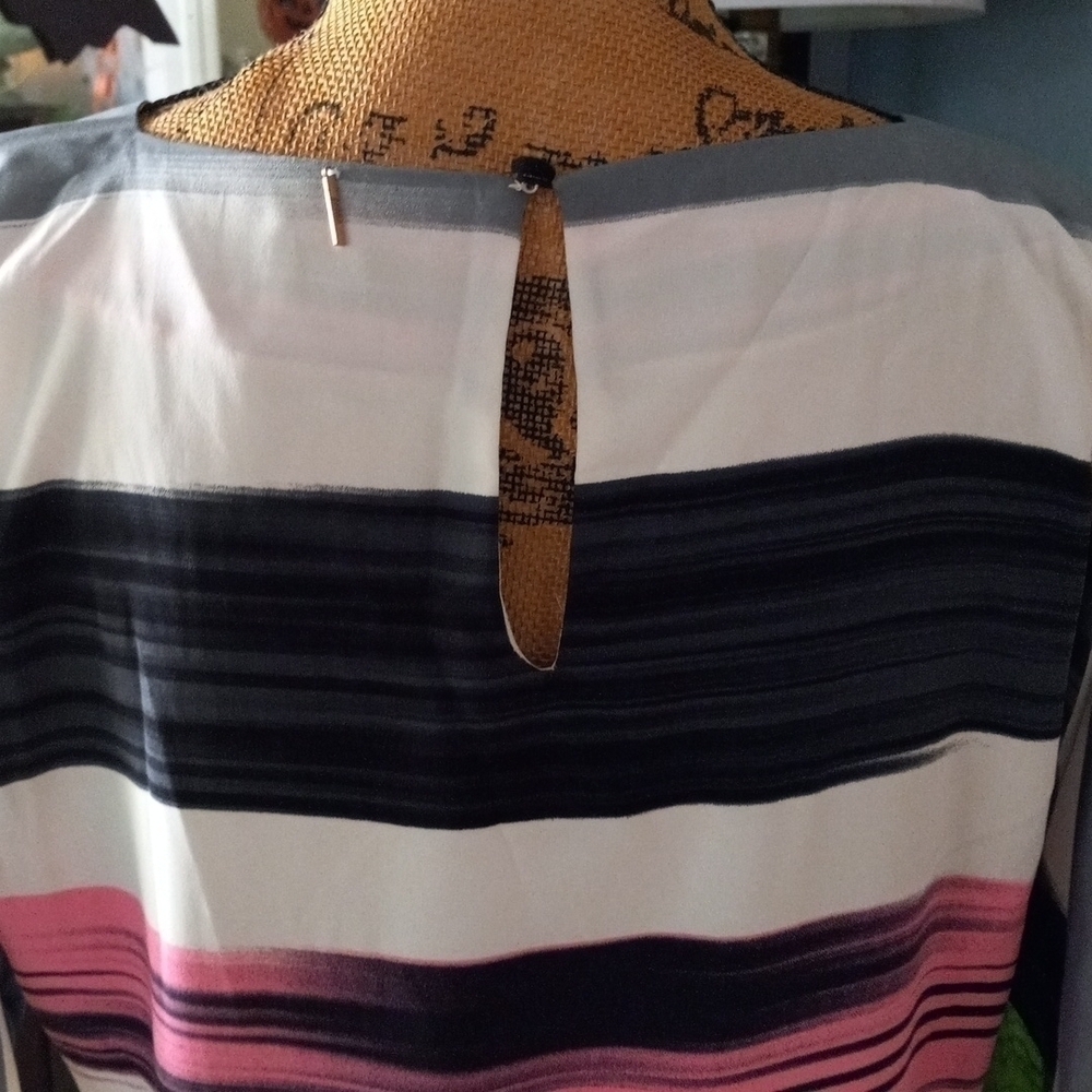 MISA Los Angeles White Multicolor Striped Dolman Sleeve Shift Dress XS - Picture 7 of 13